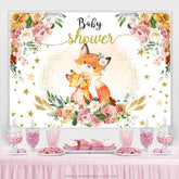 Blumen Fuchs Umarmung Bei Nacht Süss Babydusche Hintergrund